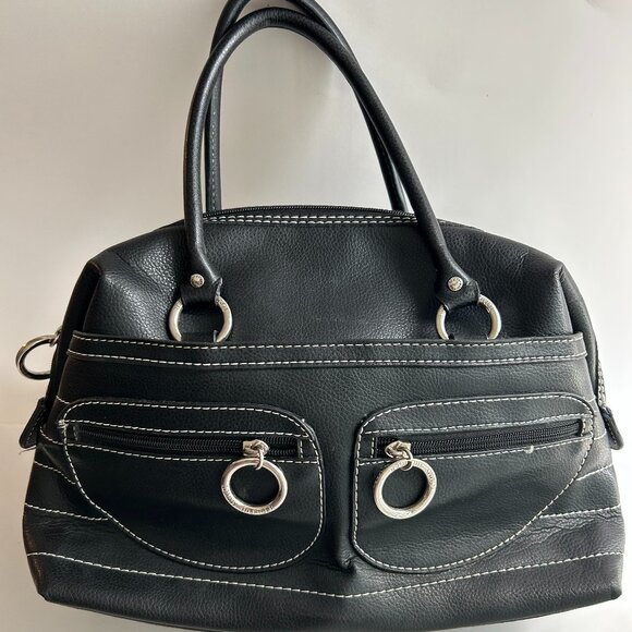 Nwot Vintage Tommy Hilfiger Satchel/Handbag in Black and Green Lining - Picture 1 of 13